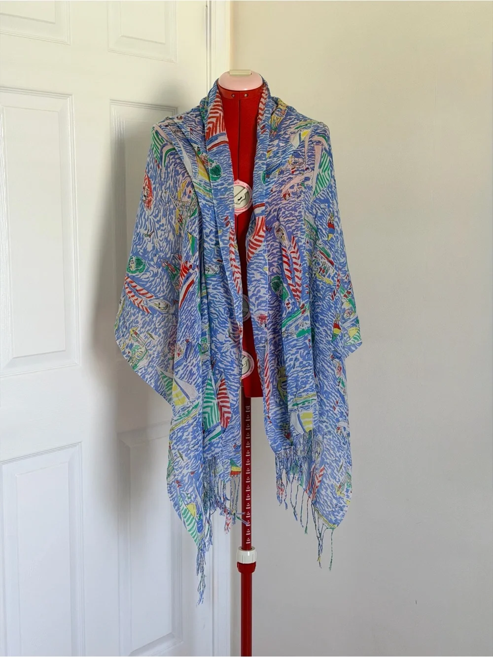 Lilly Pulitzer Get Nauti Murfee City Scarf Silk Cashmere 26x82 Shawl Wrap Stole